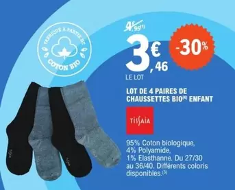 Lot De 4 Paires De Chaussettes Bio Enfant