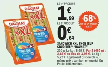 Daunat - Sandwich Xxl Thon Oeuf