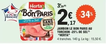 Herta - Jambon Le Bon Paris Au Torchon