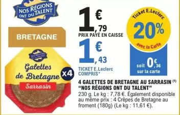 E.Leclerc - 4 Galettes De Bretagne Au Sarrasin