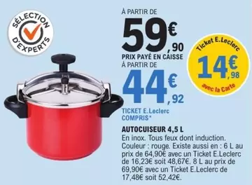 E.Leclerc - Compris - Autocuiseur 4.5 L