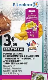 E.Leclerc - Pommes de Terre Amandine : Chair Ferme, Traitement Anti-germinatif