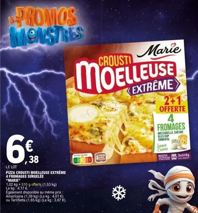 Marie - Pizza Croustim Meelleuse Extrême 4 Fromages Surgelée : Dégustez une délicieuse pizza croustillante et moelleuse à la fois !