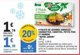 E.Leclerc - 8 Palets de Légumes Surgelés : Courgettes, Carottes, Petits Pois et Oignons