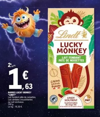 Lindt - Barres Lucky Monkey