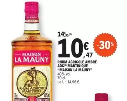 AOC - Martinique - Rhum Agricole Ambré Aoc