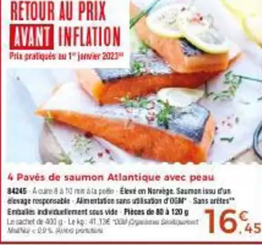 4 Pavés De Saumon Atlantique Avec Peau offre à 16,45€ sur Maison Thiriet