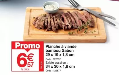 Promo - Gabon - Planche À Viande Bambou offre à 6,57€ sur Promocash