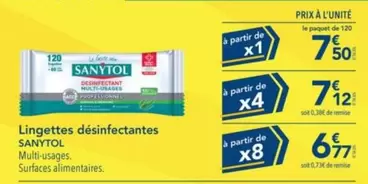 Sanytol - Lingettes Désinfectantes offre à 7,5€ sur Metro