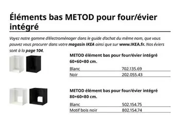 Éléments Bas METOD pour four/évier intégré offre sur IKEA