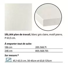 Saljan Plan De Travail, Blanc Gris Claire, Motif Pierre offre sur IKEA