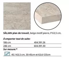 Saljan Plan De Travail, Beige Motif Pierre, P 63,5cm. offre sur IKEA