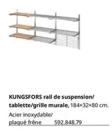 Kingsfors Rail De Suspension/tablette/grille Murale, 184x32x80 Cm. offre sur IKEA