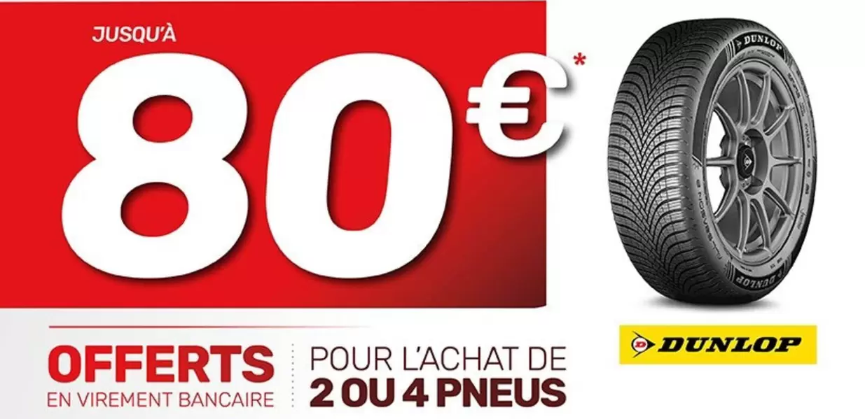 Dunlop - Pour L'Achat De 2 Ou 4 Pneus offre à 80€ sur AD Auto