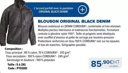 Blouson Original Black Denim offre à 85,9€ sur Prolians