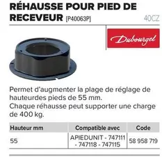 Réhausse Pour Pied De Receveur offre sur Prolians