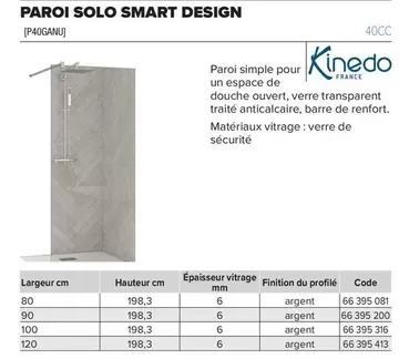 Kinedo - Paroi Solo Smart Design offre sur Prolians