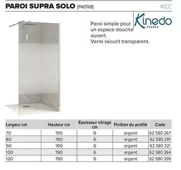 Kinedo - Paroi Supra Solo offre sur Prolians