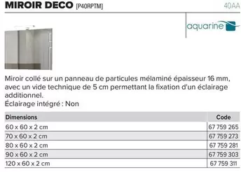 Aquarine - Miroir Deco offre sur Prolians