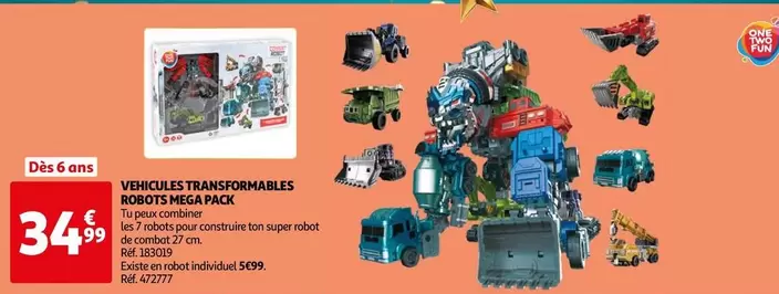 One Two Fun - Vehicules Transformables Robots Mega Pack offre à 34,99€ sur Auchan Hypermarché