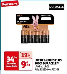 Duracell - Lot De 16 Piles Plus 100% offre à 9,23€ sur Auchan Hypermarché