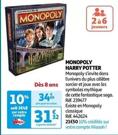 Hasbro - Monopoly Harry Potter offre à 31,32€ sur Auchan Hypermarché