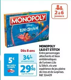 Hasbro - Monopoly Lilo Et Stitch offre à 29,9€ sur Auchan Hypermarché