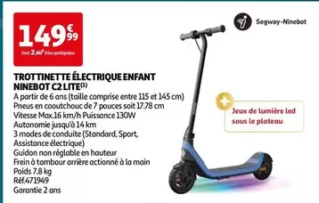 Segway-Ninebot - Trottinette Électrique Enfant Ninebot C2 Lite offre à 149,99€ sur Auchan Hypermarché