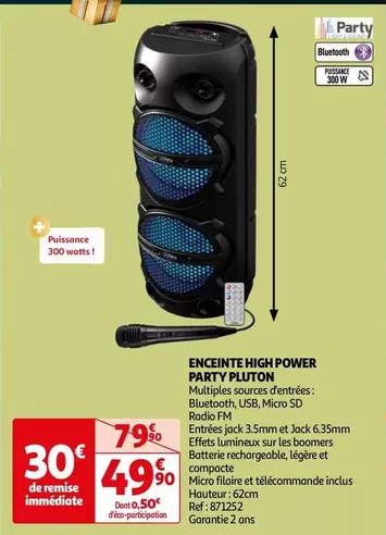 Enceinte High Power Party Pluton offre à 49,9€ sur Auchan Hypermarché