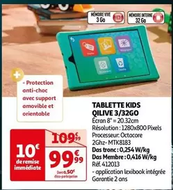 Tablette Kids Qilive 3/32go offre à 99,99€ sur Auchan Hypermarché