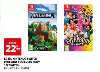 Nintendo - Le Jeu Switch Minecraft Oueverybody 1/2 offre à 22,99€ sur Auchan Hypermarché