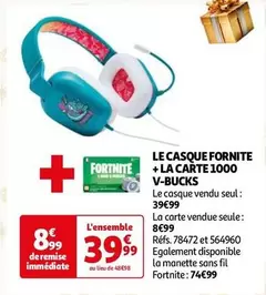 Le Casque Fornite + La Carte 1000 V Bucks offre à 39,99€ sur Auchan Hypermarché