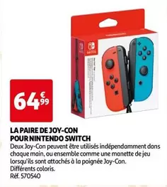 Nintendo - La Paire De Joy Con Pour Switch offre à 64,99€ sur Auchan Hypermarché