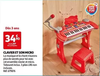 One Two Fun - Clavier Et Son Micro offre à 34,9€ sur Auchan Hypermarché