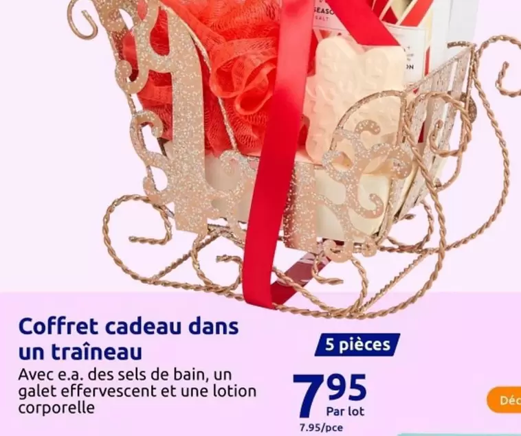 coffret cadeau dans un traineau