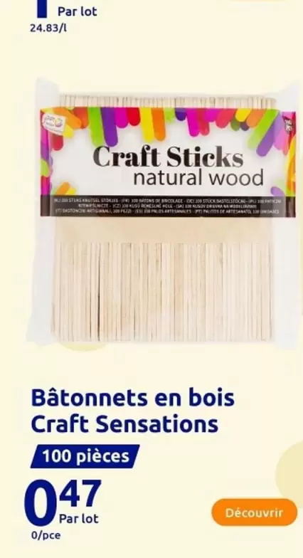 Bâtonnets En Bois Craft Sensations