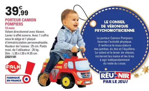 Porteur Camion Pompiers offre à 39,99€ sur JouéClub