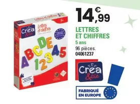 Crea - Lettres Et Chiffres offre à 14,99€ sur JouéClub