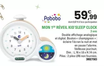 Pabobo - Mon 1Er Réveil Kid'Sleep Clock offre à 59,99€ sur JouéClub