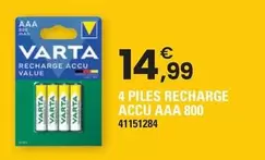 Varta - 4 Piles Recharge Accu AAA 800  offre à 14,99€ sur JouéClub