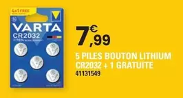 Varta - 5 Piles Bouton Lithium CR2032 + 1 Gratuite offre à 7,99€ sur JouéClub