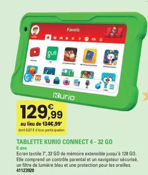 Kurio - Tablette Connect 4 32 Go offre à 129,99€ sur JouéClub