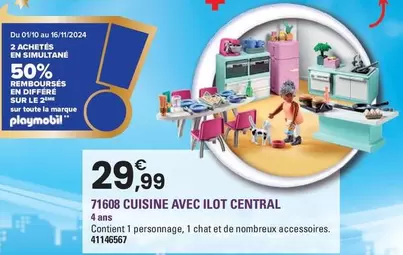 Playmobil - 71608 Cuisine Avec Ilot Central offre à 29,99€ sur JouéClub