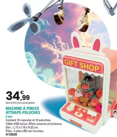 Machine À Pinces Attrape-Peluches offre à 34,99€ sur JouéClub