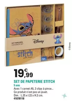 Set De Papeterie Stitch offre à 19,99€ sur JouéClub