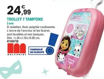 Trolley 7 Tampons offre à 24,99€ sur JouéClub