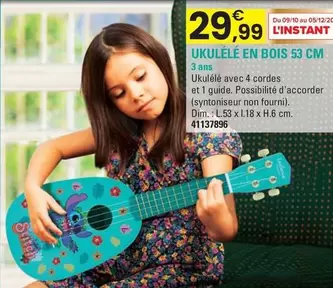 Ukulélé En Bois 53 Cm offre à 29,99€ sur JouéClub