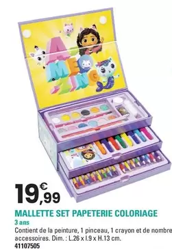 Mallette Set Papeterie Coloriage offre à 19,99€ sur JouéClub