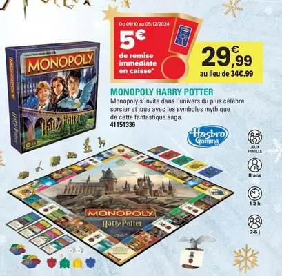 Hasbro - Monpoly Harry Potter offre à 29,99€ sur JouéClub