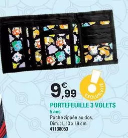 Pokemon - Portefeuille 3 Volets  offre à 9,99€ sur JouéClub